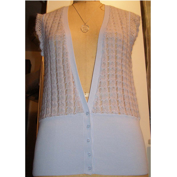 NEW Lt Blue IDEOLOGY Knit Mohair blend Vest M/L - Picture 4 of 8